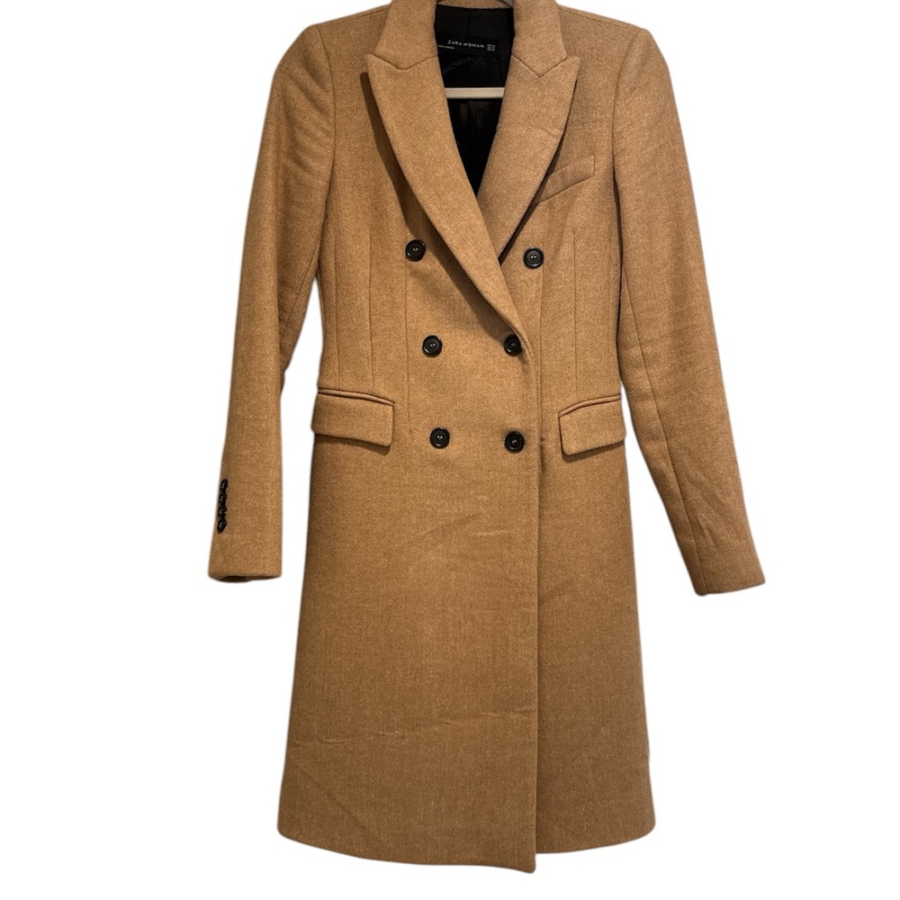 Women's Tan Double-Breasted Coat